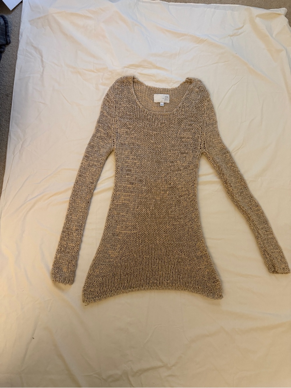 J.O.A. Scoop Neck Longline Sweater Dress in Beige Brown